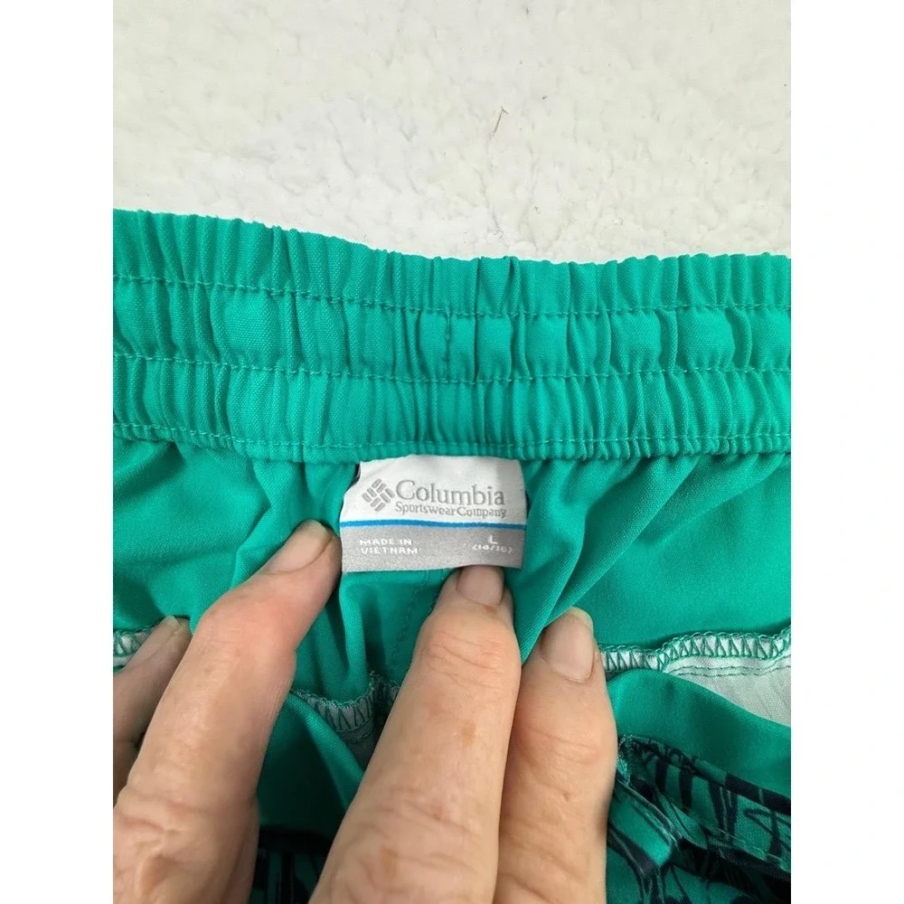 Columbia Green Black Tropical Print Drawstring Waist Casual Swim‎ Trunks Large